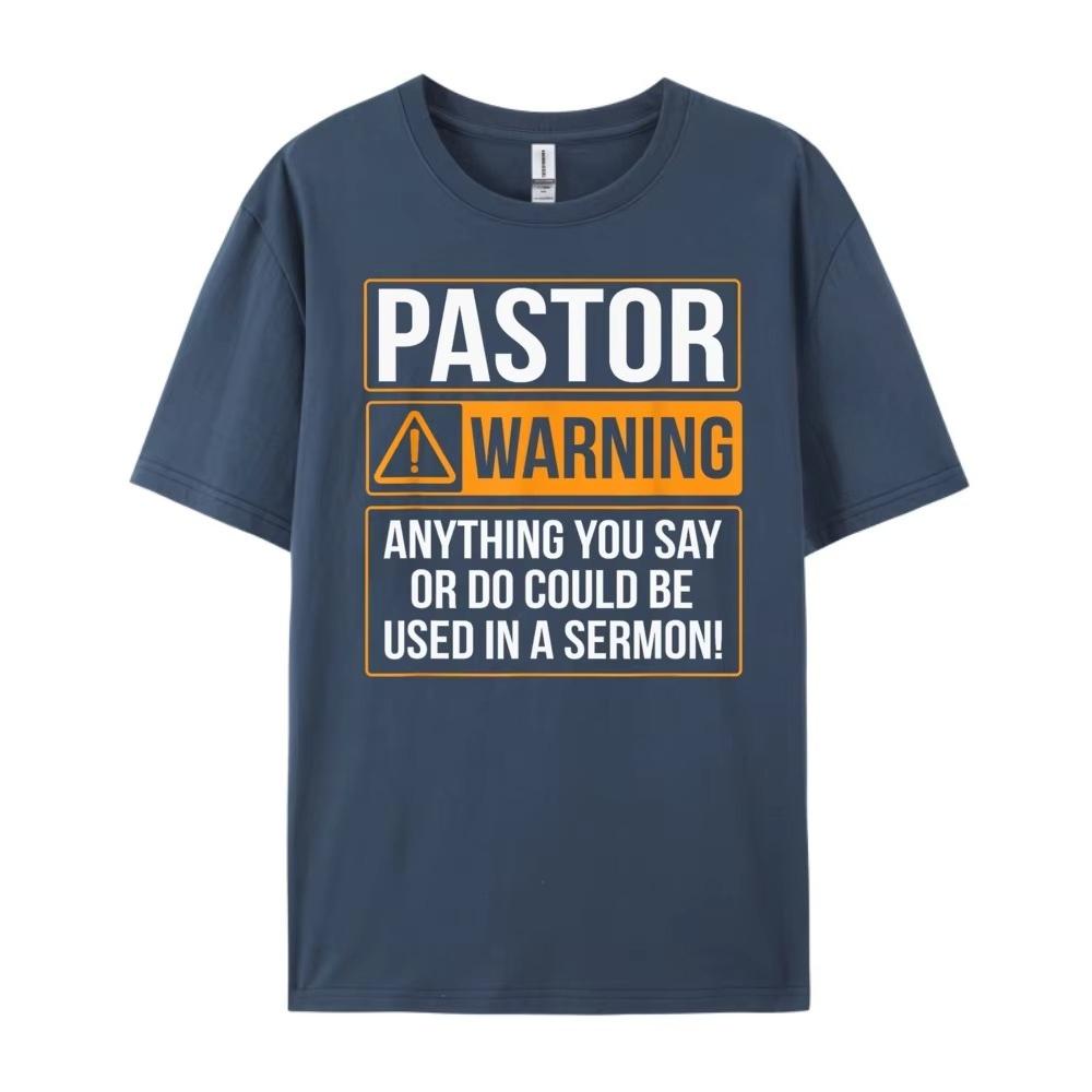 2026 New VintagePastor Warning Anything You Say Could Be Used in A Sermon Print Short Sleeve Streetwear Mens T Shirt Top