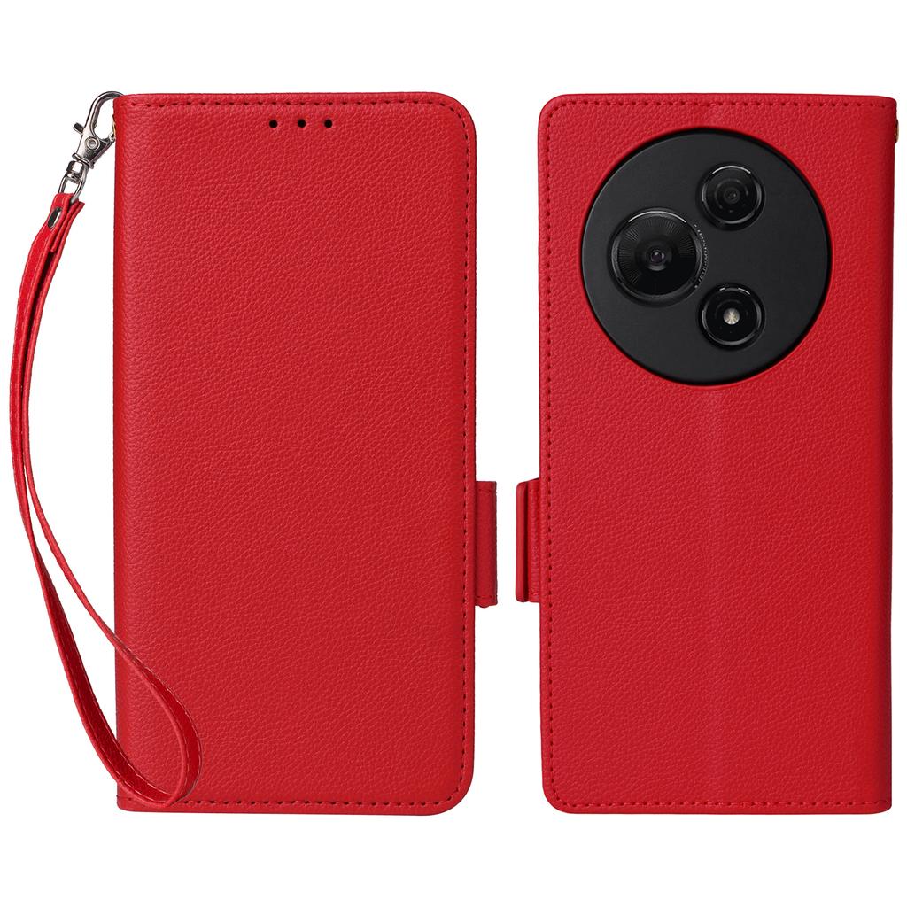 For TCL 60 NxtPaper 4G Case Litchi Texture PU Leather Wallet Phone Cover with Wrist Strap