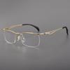Classic Square Half-Frame Titanium Flip-Up Glasses for Large Faces, Style 11489