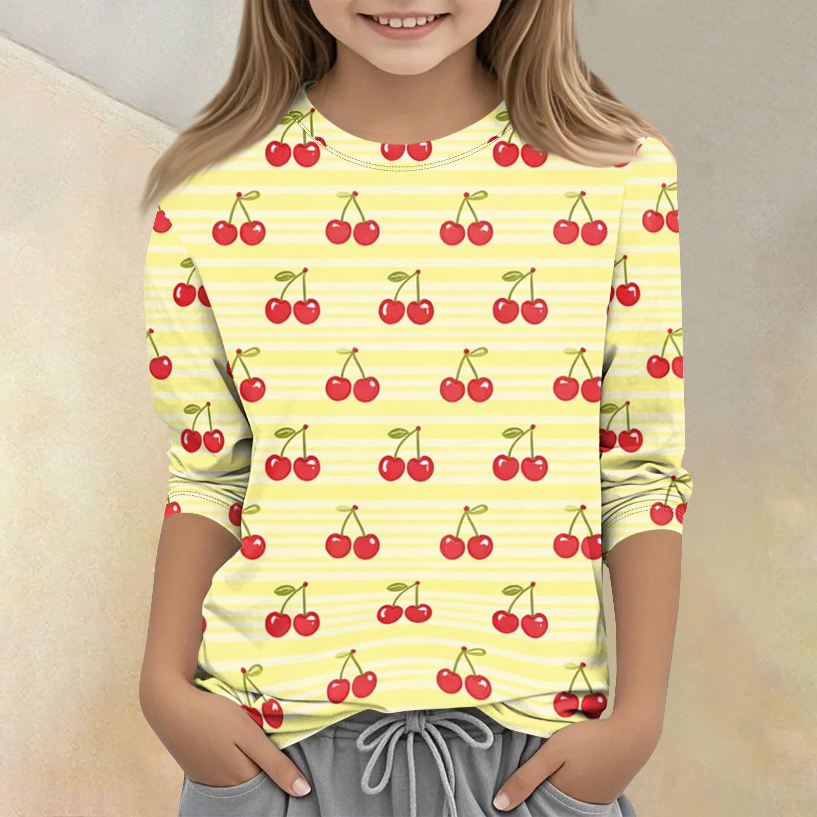 

Children s Printed Round Neck Seven Quarter Sleeve Casual T-shirt 160 жовтий