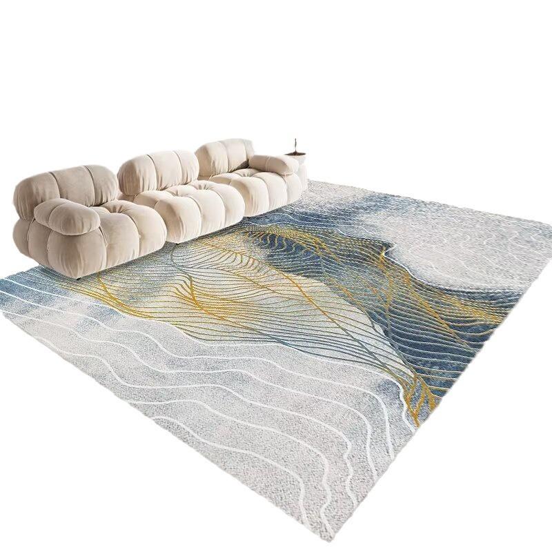 Wind Living Room Coffee Table Carpet, Room Bedroom Crystal Velvet Floor Mat, Home Dirt-Resistant Large Area Full Floor Mat