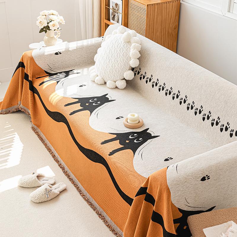 Cartoon Panda Sofa Towel Full Cover Cloth Chenille Anti-Scratching Dust-Proof All-Inclusive Sofa Cover Universal Cover Four Seasons Universal
