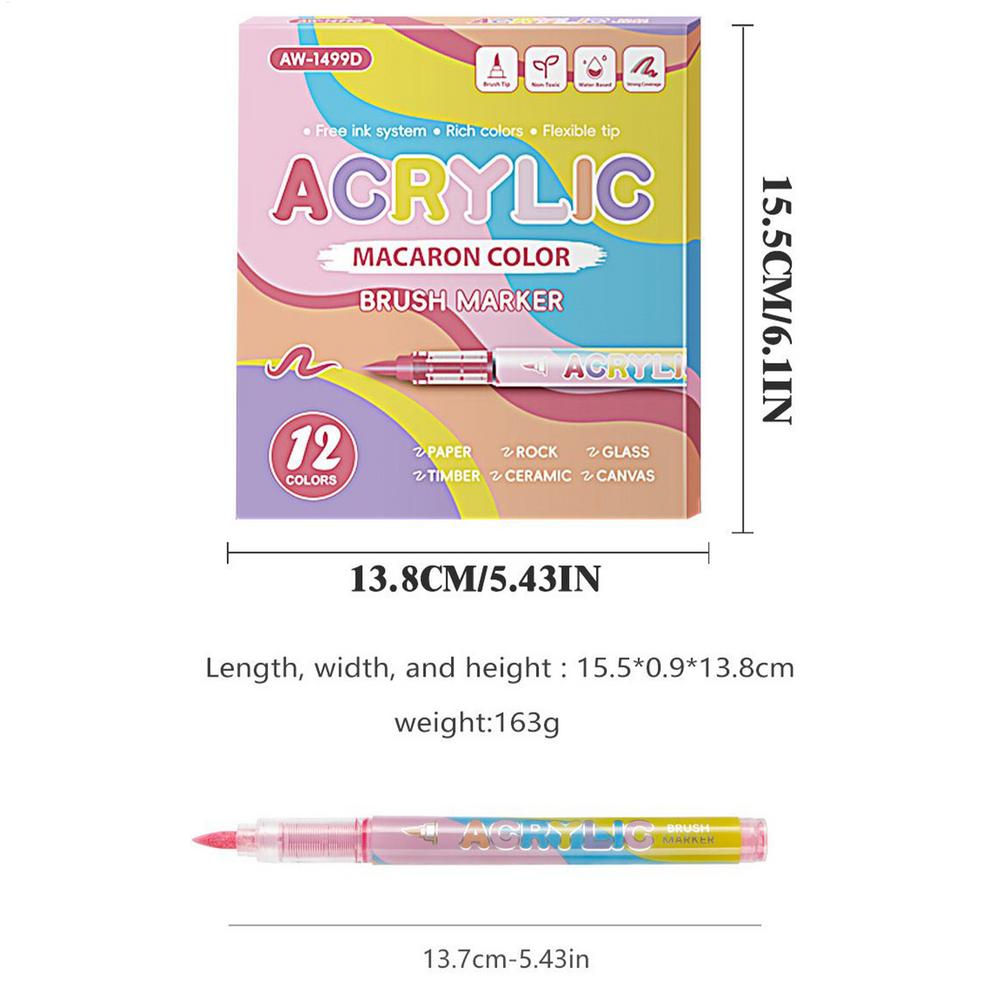 

Acrylic Paint Markers Fine Tip Permanent 12 Colors Fabric Coloring Paint Pens For Adults Kids Fabric Glass Ceramic Wood Canvas