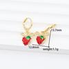 Gold-Plated Copper Strawberry Earrings with Zirconia Drip Oil - DIY Jewelry.