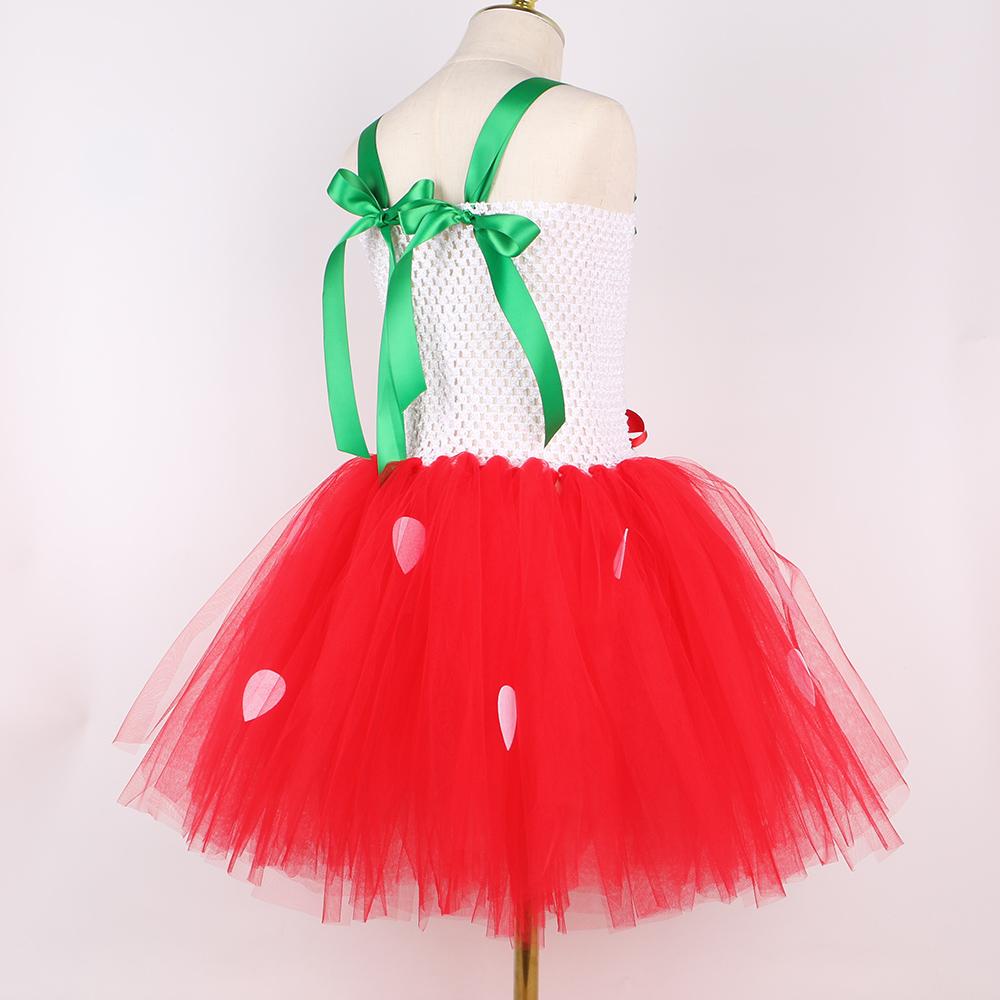 Kids Strawberry Tutu Dress Costume for Girls Birthday Party Tulle Princess Dress Girl Halloween Christmas Carnival Dresses