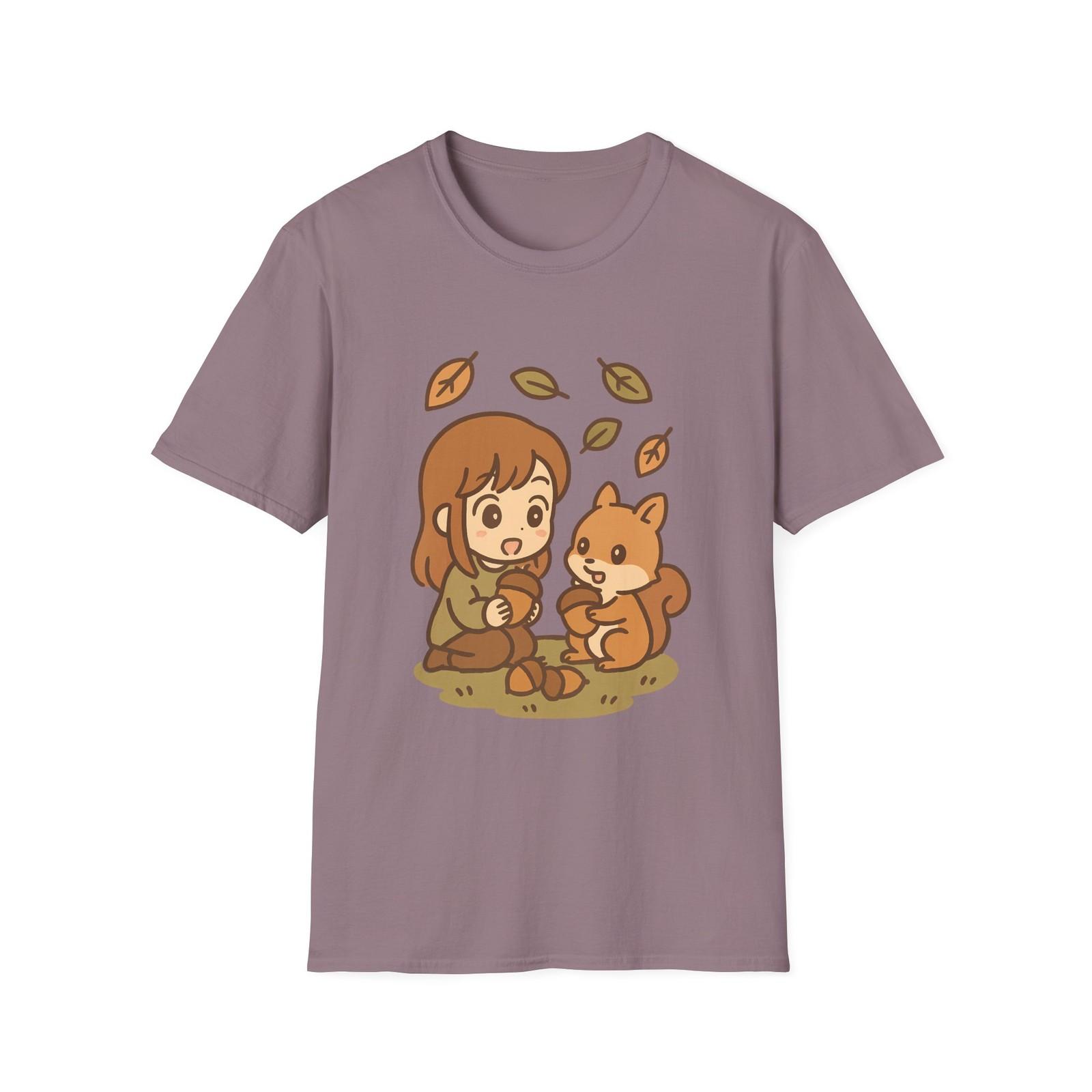 Unisex Softstyle Whimsical Squirrel T-Shirt Mens Womens Tees Top: Cute Forest Friends, Nature 2XL
