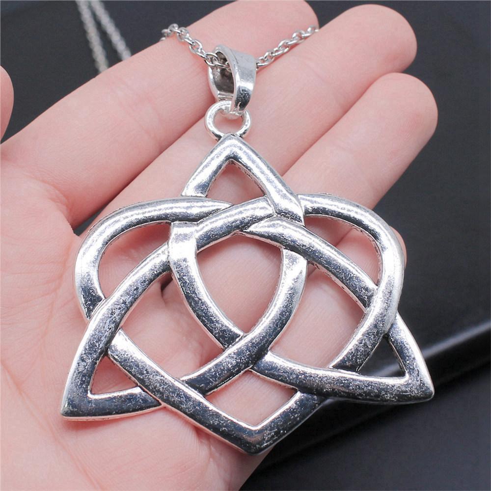 Celtic Symbols Hexagrams Mystical Amulet Pendant Antique Bronze Metal Daughter Collar Necklace Handmade