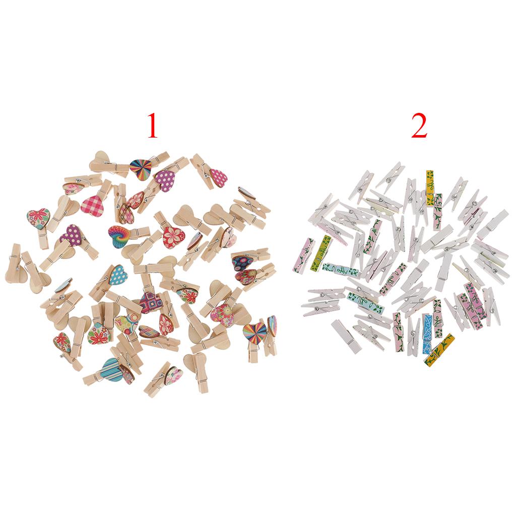 100x Heart Wood Clips Photo Paper Pegs Scrapbooking Embellishments 35mm