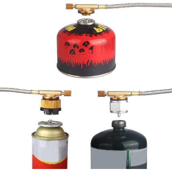 2 Feet Gas Adapter Extension Braided Hose Propane/Butane/Isobutane Small Tank Input EN417 Lindal Valve Output