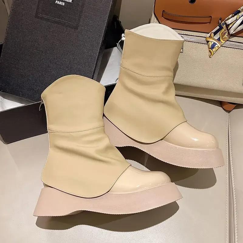 

Модные однотонные милые женские короткие туфли Водонепроницаемые женские ботильоны Кавайная обувь Новинка Осень Зимние ботинки 2024 Весенние ботильоны 40