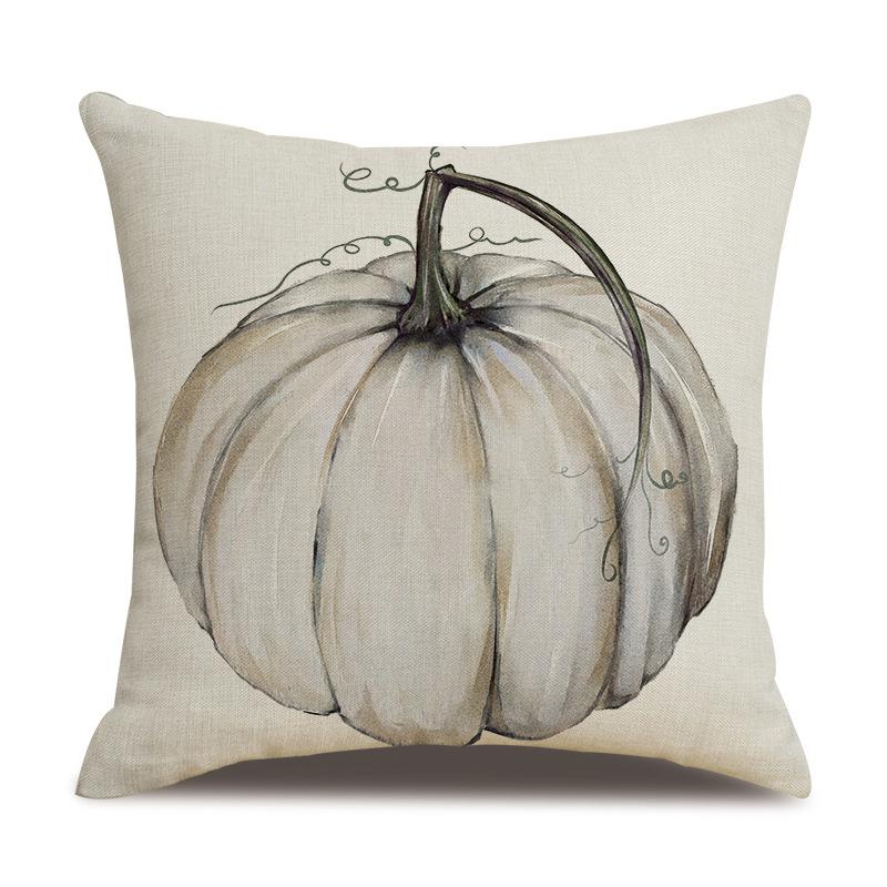 Thanksgiving Linen Pillowcase Autumn Pumpkin Print Pillow Cushion Cover