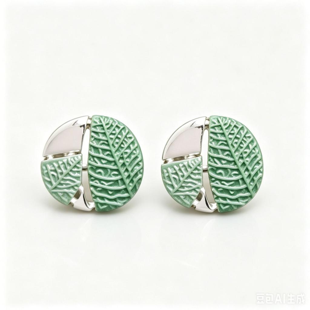 Mori gradual change leaf stud earrings natural texture stitching design niche fresh versatile temperament earrings original design