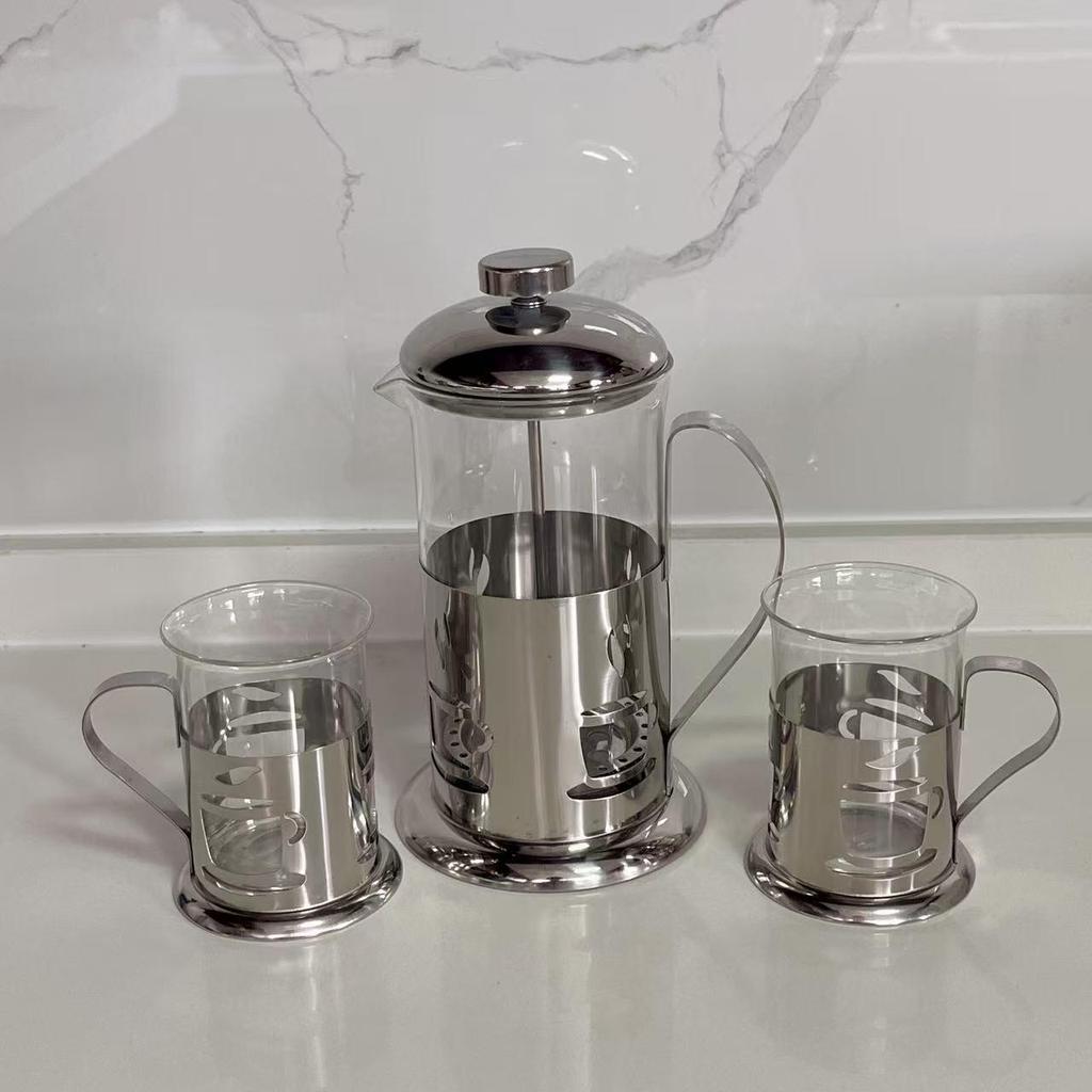 Heat-Resistant French Press Coffee & Tea Maker with Bamboo Handle and Stainless Steel Filter