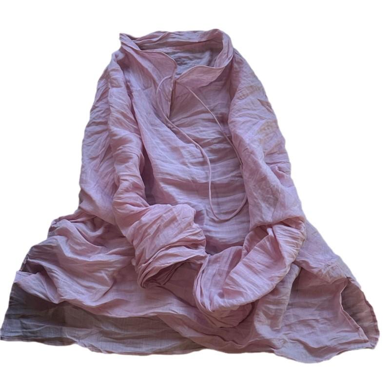 Johnature Woman Long Sleeves Solid Color Vintage Casual Tops