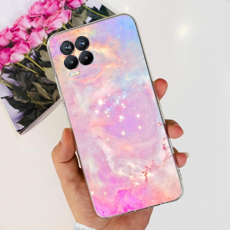 For Realme 8 Pro Case Fashion Flower Love Heart Soft Silicone Clear Cover For Realme 8 5G RMX3241 Funda on Realme8 RMX3085 Coque