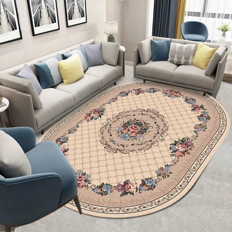 Oval Carpet Cushion Bedroom Sofa Bed Front Carpet Living Room Bedside Rug Washable Mat
