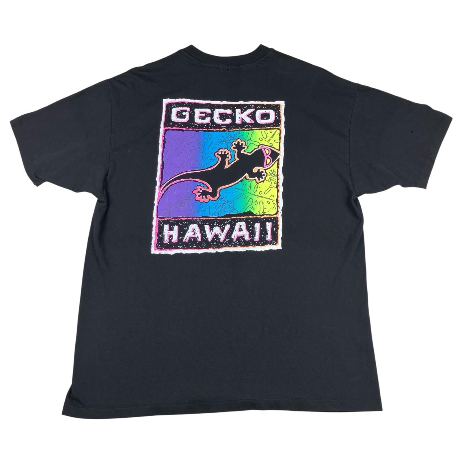 VTG 90s Gecko Hawaii Distressed Black Surf Skate Single Stitch T Tee Shirt Sz XL Unisex T-Shirt XXXL