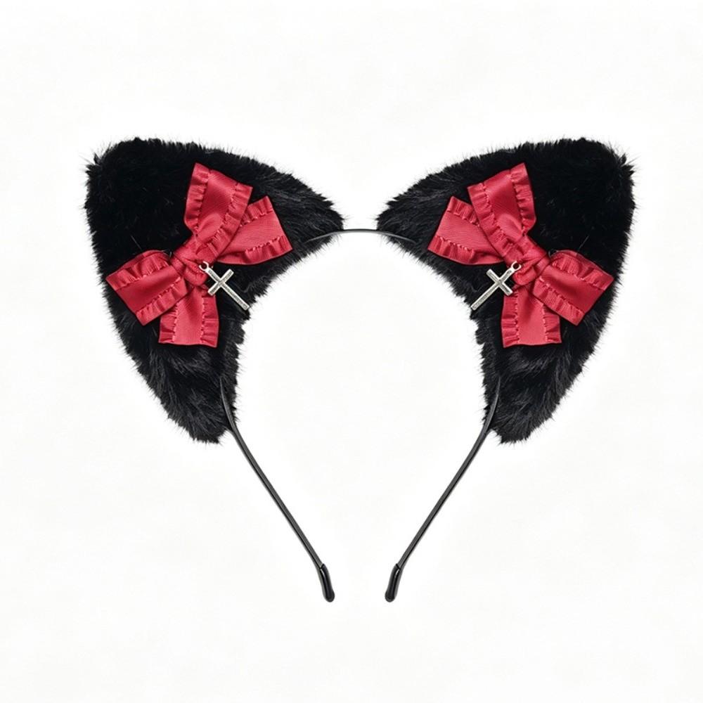Bowknot Lolita Headwear Plush Furry Hair Band New Cat Ear Headband Party Props