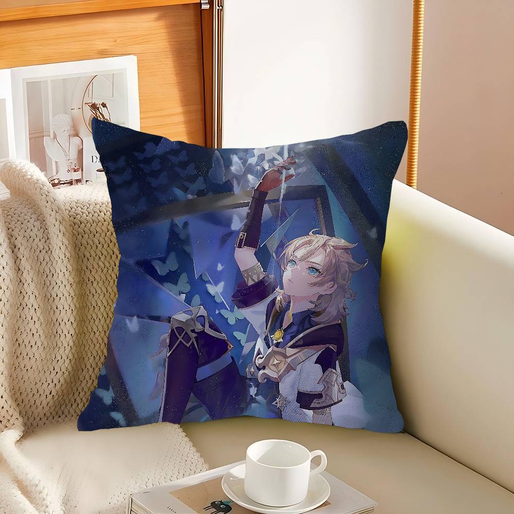 Genshin Albedo Pillow Cushion Cover Pillowcase Living Room Sofa Home Decor Customized