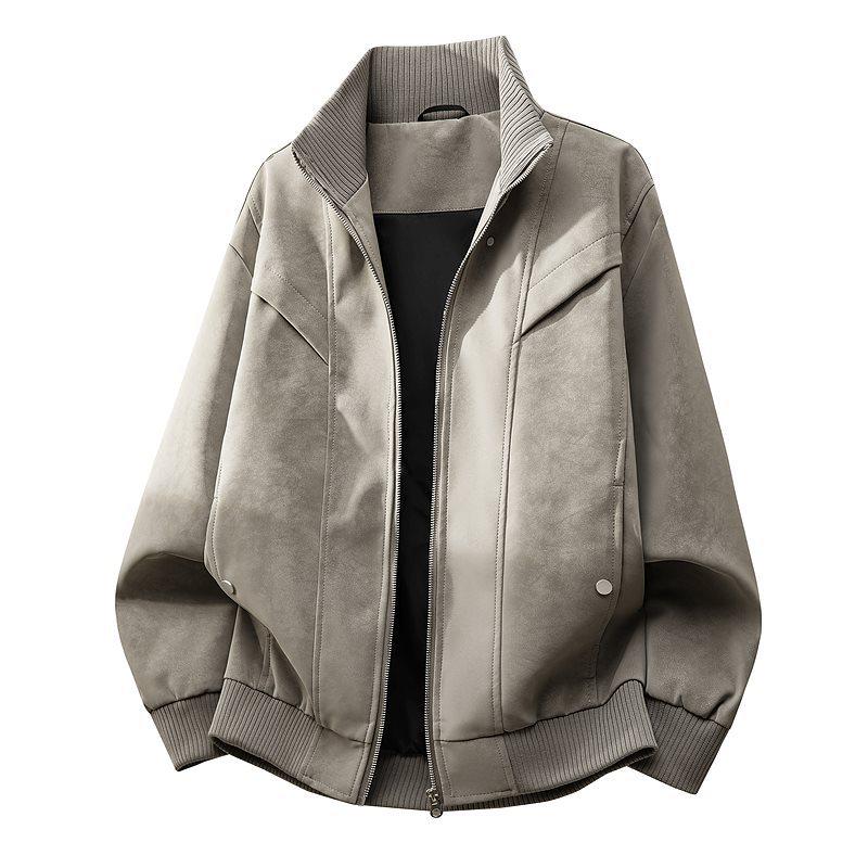 

2026 Spring Men s Solid Color Lapel Jacket - Loose, Casual, Outdoor Trendy Wear 2XL світло-сірий колір