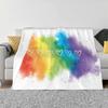 Watercolor Rainbow Hearts For Home Sofa Bed Camping Car Plane Travel Portable Blanket Rainbow Watercolor Hearts Pride Love Wins