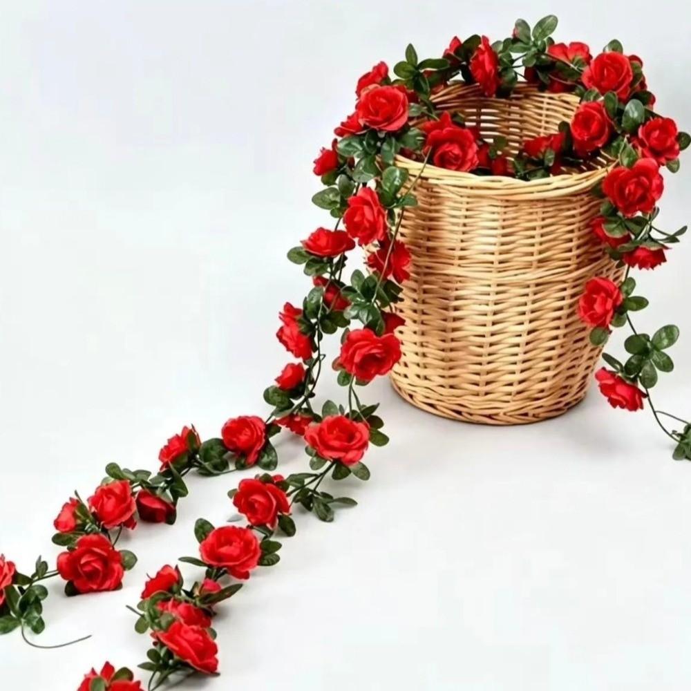 Green Leaves Artificial Flower Garland Layered Petals Hanging Rattan Flower Wedding Arrangements