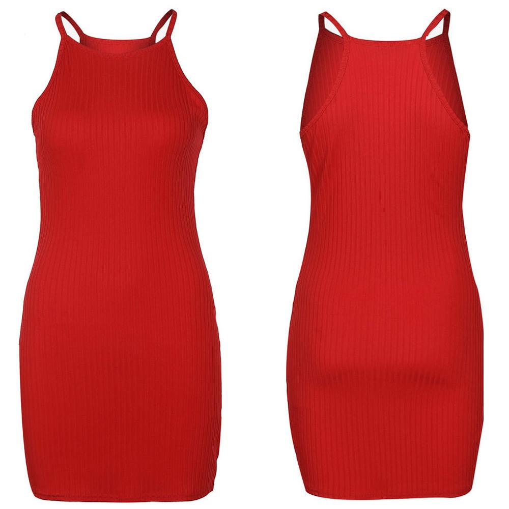 

Женское мини-платье без рукавов, летнее облегающее вечернее платье без рукавов, Vestidos S красный