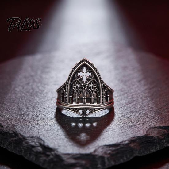 Gothic Castle Ring Retro Hollow for Men Women, Church Statement Punk Style Alloy Ring, Non Tarnish Carving Open Hypoallergenic Finger Jewelry