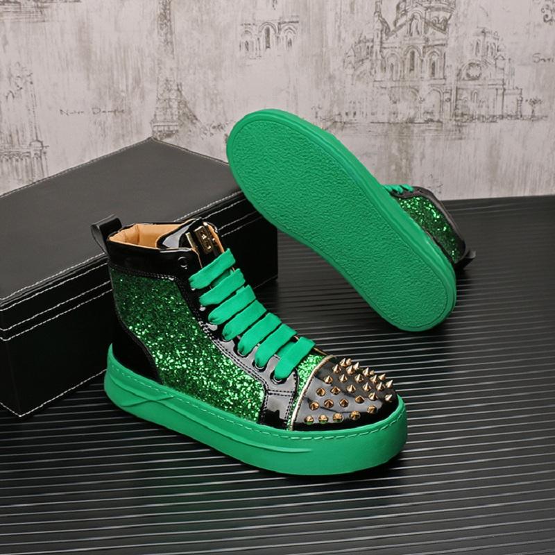 Fashion New Red Sports Thick Sole Men Casual Personality Loafers Korean Version Riveted Casual Shoes