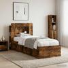 Headboard Cabinet with Storage Smoked Oak Wood Based Material