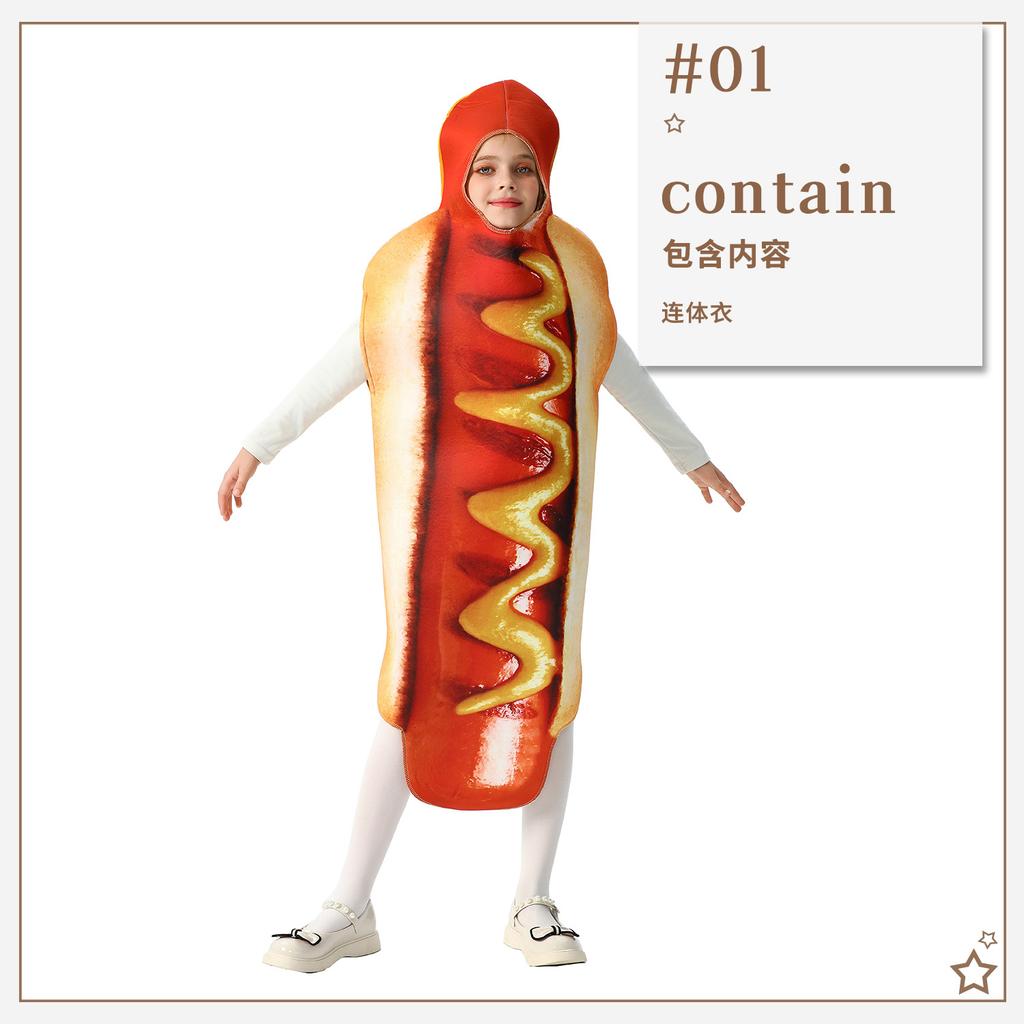 Halloween Kids Costume Funny Food Hot Dogs Cos Creative Party Fun Stage Cartoon Girls Show Costume