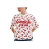 Coach Bawełniany T-shirt damski z nadrukiem wiśni, krótki rękaw, czerwony CZ502-REM