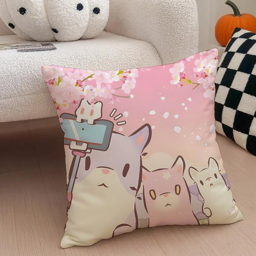 fresh aesthetic CCatsSoup Cushion Cover Throw Pillow Cover Hidden Button Durable Polyester Chair Cushion
