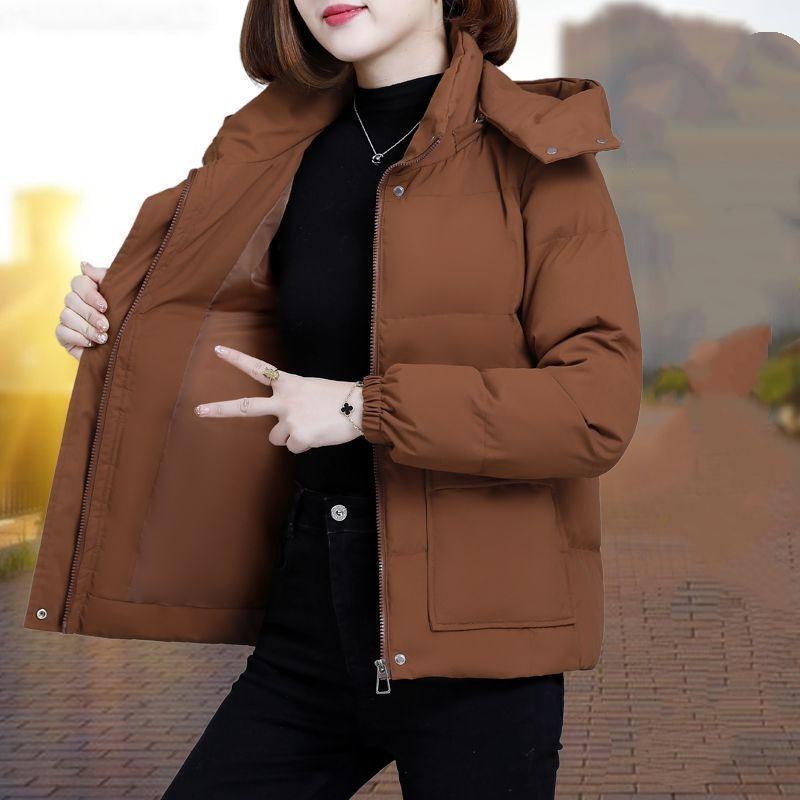 Down Padded Jacket Women's Short Style Autumn and Winter Thickened Warm Fashion Western Style Hooded Padded Jacket