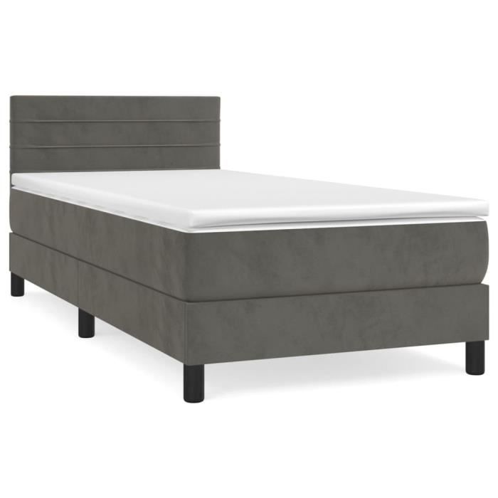 3141330 vidaXL Divan Bed and Mattress Dark Grey 80x200 Cm Velvet