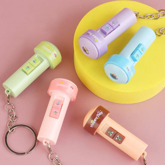Mini Flashlight Keychain Cute Toy Flashlight Small Portable Flashlights for Kids Candy Colors Cat Toy Portable Keychain Gift