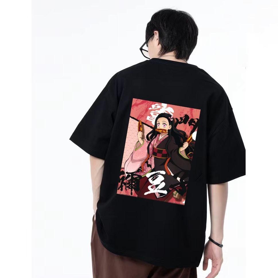 Ghost Killer Blade Printing Pure Cotton Loose Fashion Couple T-shirt Summer New Retro Fashion Men's and Women's Streetwear