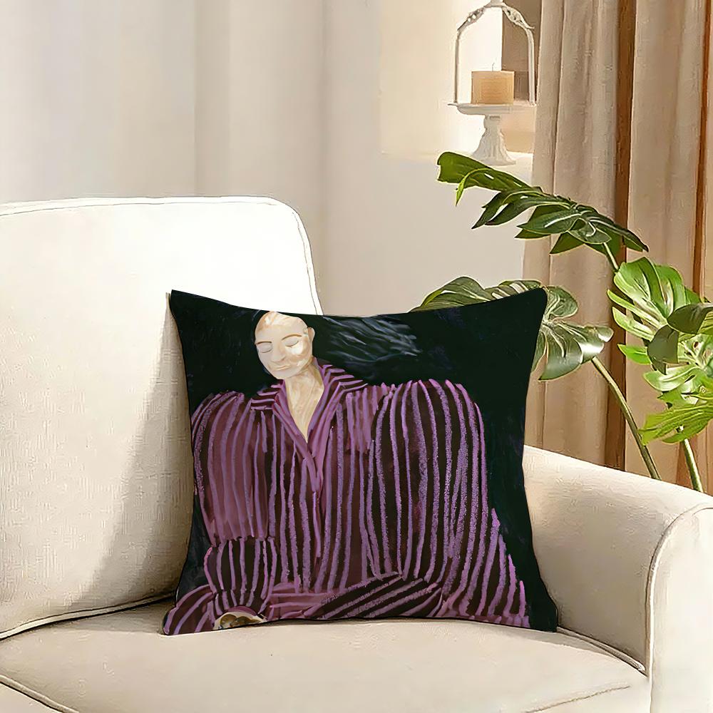 Abstract Figure Lines Girl Sofia Cushion Cover Reversible Plush Pillow Cover Soft Fluffy Home Decor for Sofa Bedroom