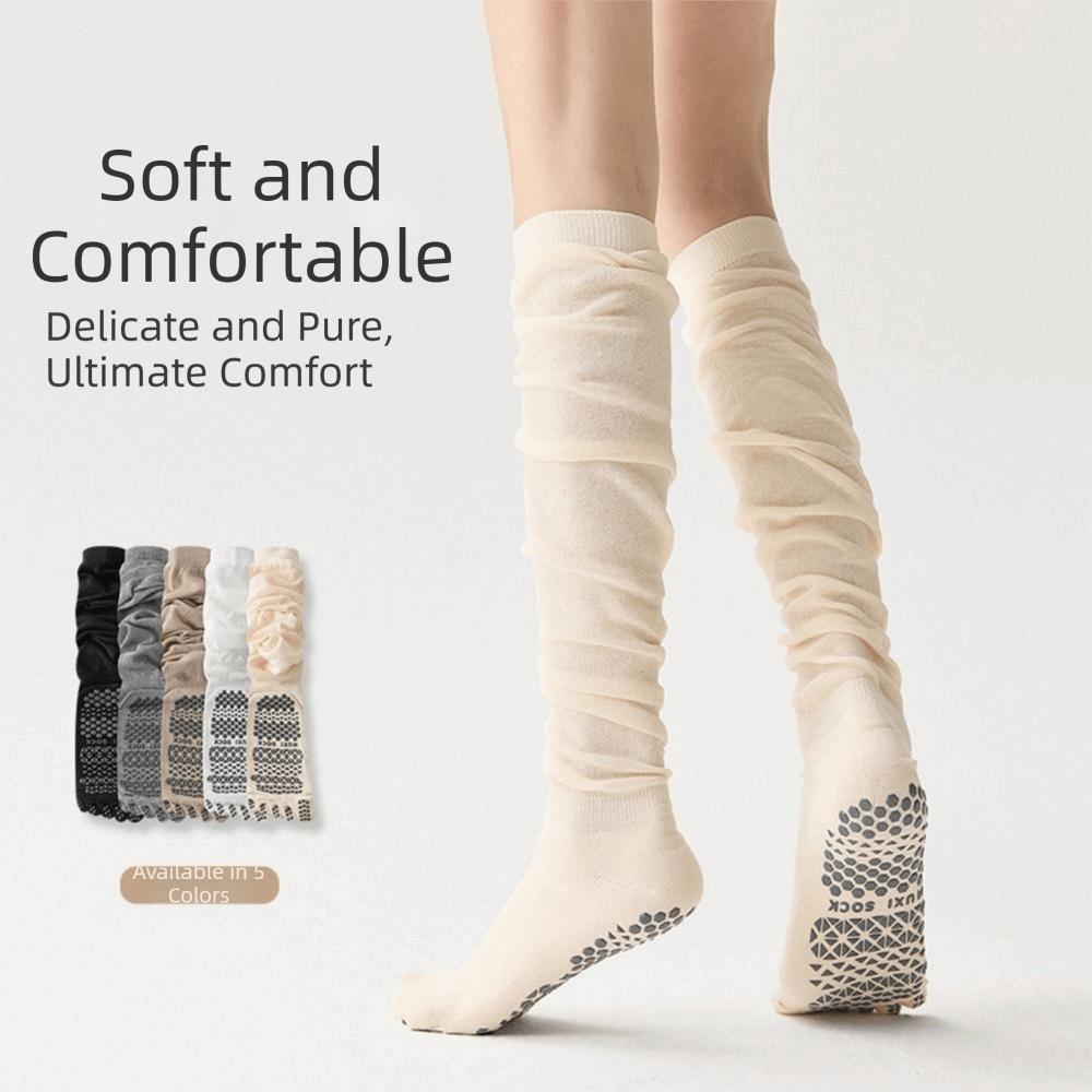 Anti-Slip Design Five Finger Yoga Socks Silicone Dots High Length Thigh Socks Yoga Practice