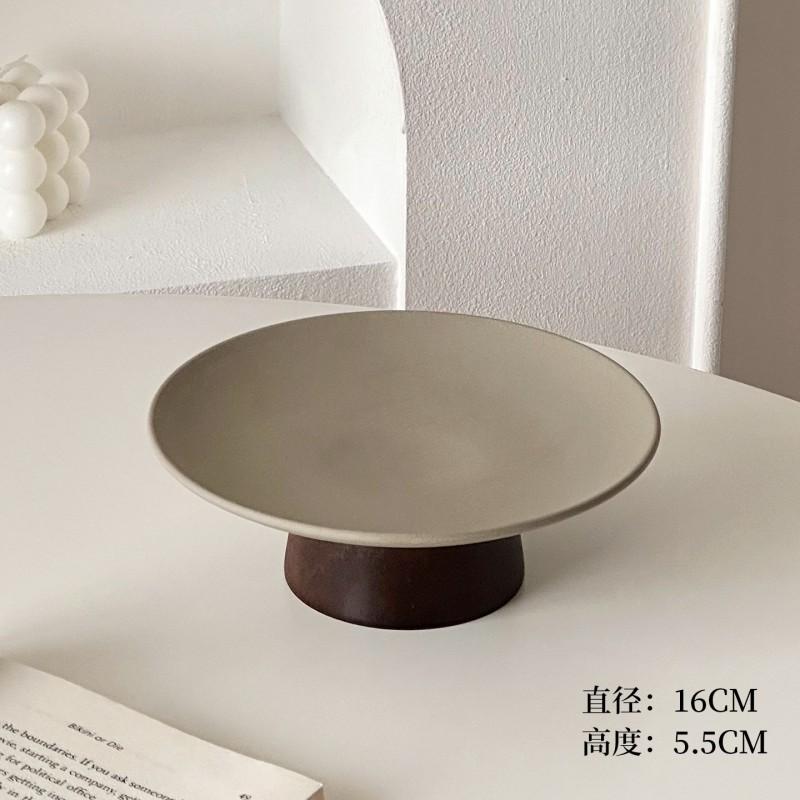 Ceramic Fruit Plate Rustic Snack Tray Footed Dessert Dish Home Tea Pastry Kitchen Tableware