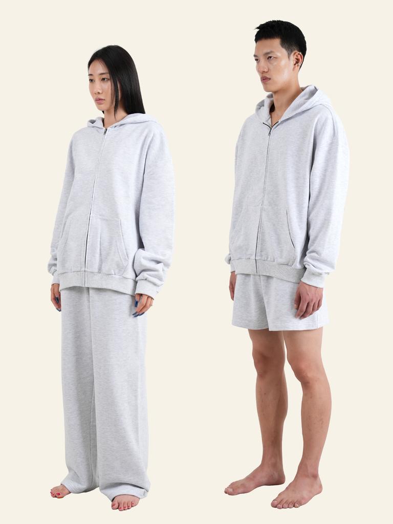 The Innrs Oversized Full Zip Hoodie (White Melange)