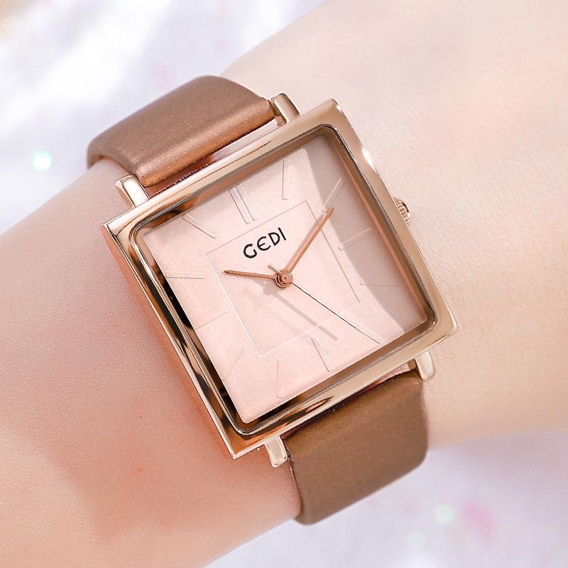 Kuaishou Damen Retro Quadratische Gürteluhr Stilvolle und Einfache Wasserdichte Quarz Uhr
