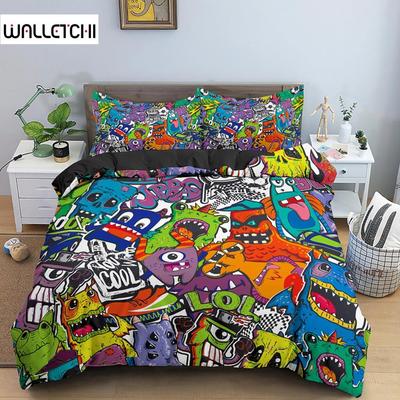 Color Cartoon Doodle Bedding Set Cartoon Graffiti Duvet Cover Sets Set Queen King Size Quilt Duvet Cover 240x220 Bedroom Decor
