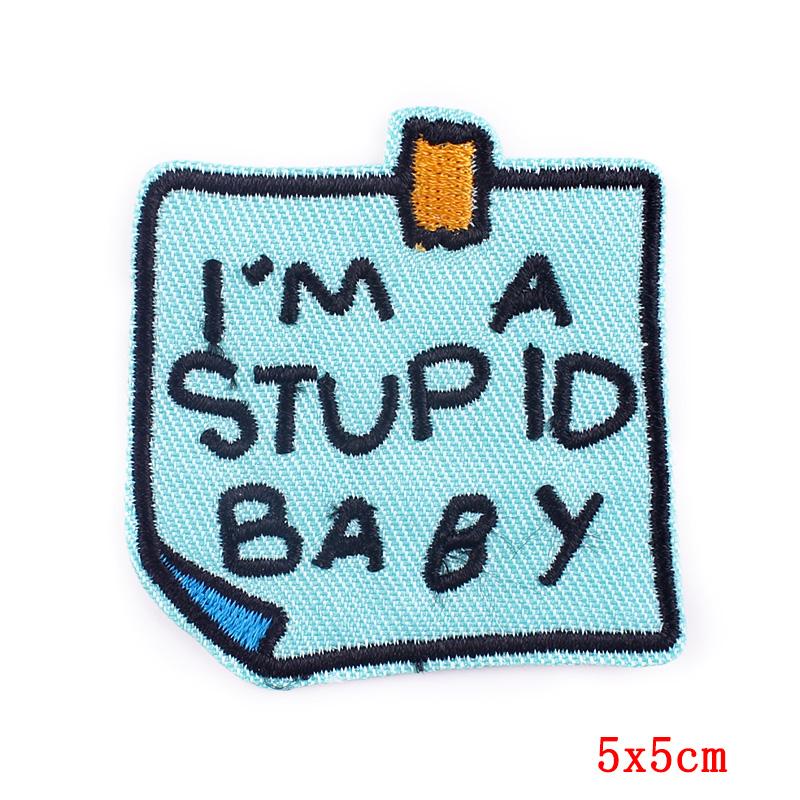 Cartoon Letters Applique Iron On Patches On Clothes Phrase/Text Embroidered Patches For Clothing Stickers Sewing Fusible Badges