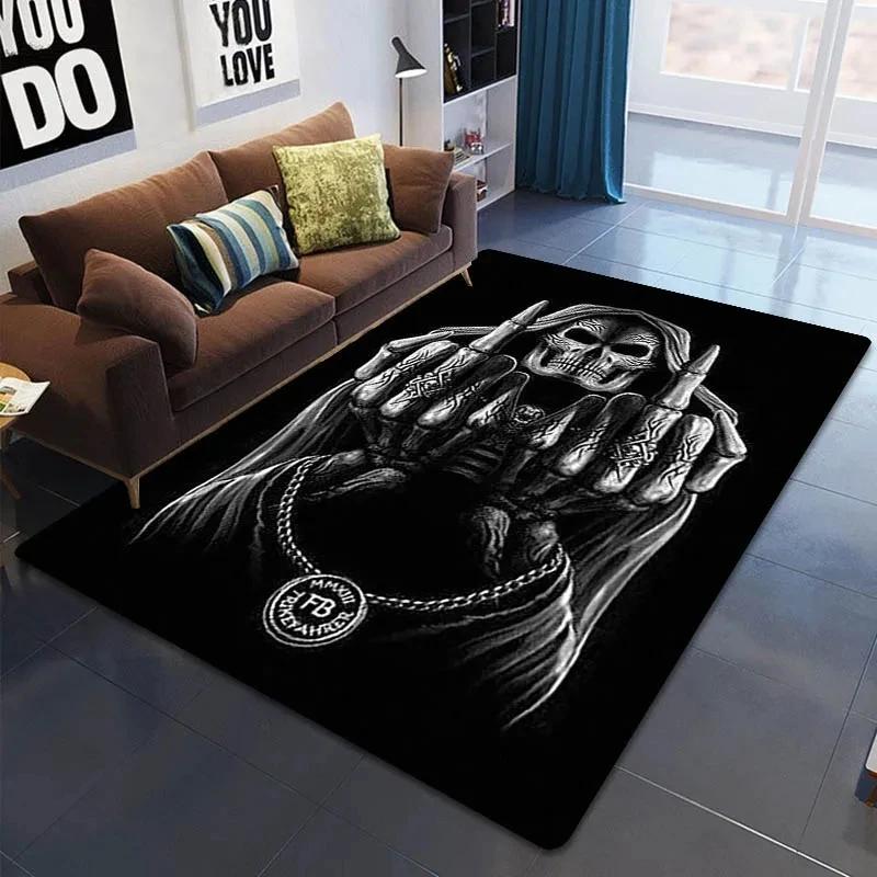 Dywan z nadrukiem płomiennej czaszki Dekoracja domu nastolatka Dywany do salonu Dywan do sypialni Kuchnia Mata podłogowa antypoślizgowa do łazienki Wycieraczka do przedpokoju