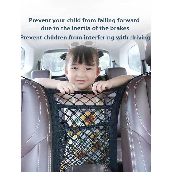 Universal Car Front Seat Net Pocket Organizer,Stretchable Hanging Storage Net Bag Purse Holder For Car,Barrier Of Backseat Dog Or Kids