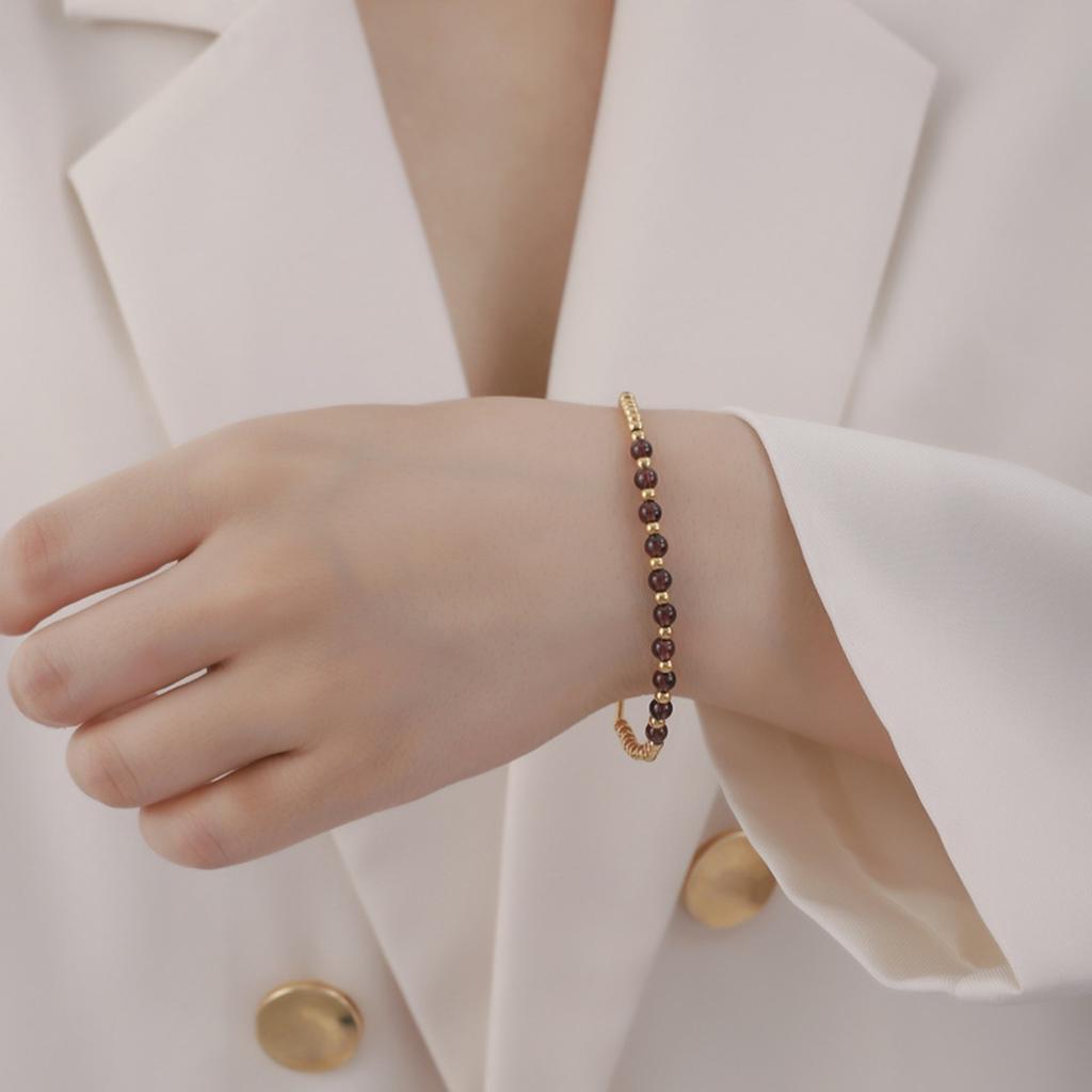 Luxury Purple Beads Bracelet - Stainless Steel Bangles Jewelry for Women Hypoallergenic Gift Resistance Band Design Accessories