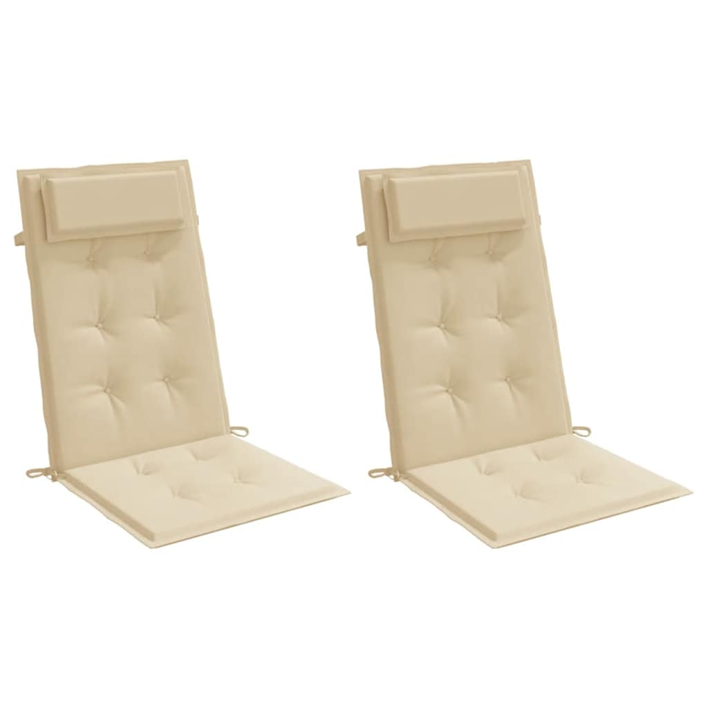 High Back Seat Cushions 2 Pcs Beige Oxford Fabric