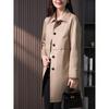 Women's Solid Color Lapel Single Breasted Straight Trench Coat Mid Length Casual Outerwear Jacket