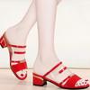 Ladies Shoes 2025 Summer Modern Slippers Women Outdoor Fashion Metal Decoration Med Heel Women's Elegant Open Toe Dress Sandals